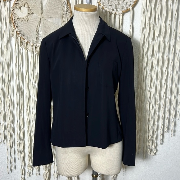 MaxMara Navy Button Down BLazer Jacket Size US8 - Picture 1 of 12